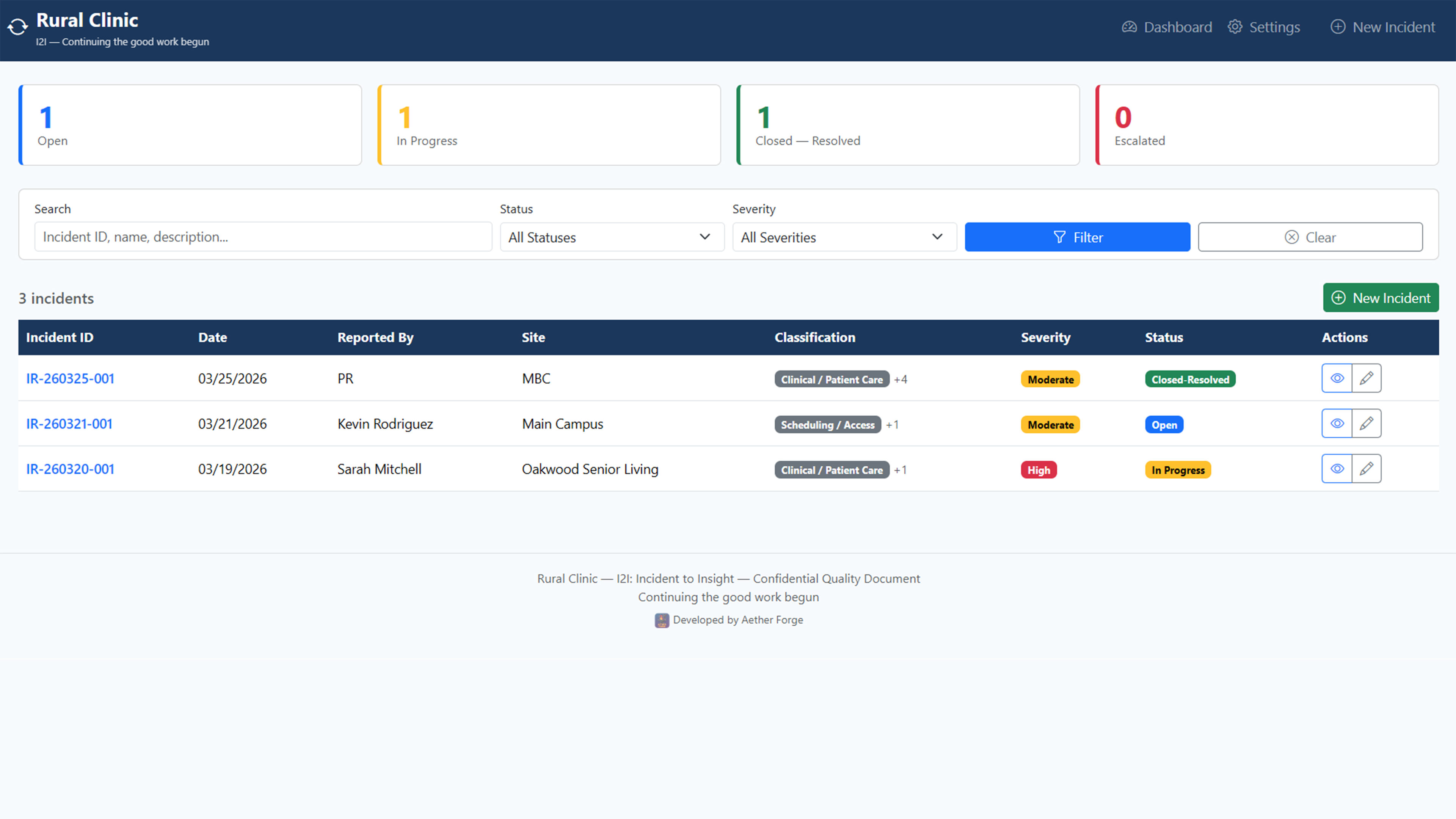I2I - Incident to Insight dashboard