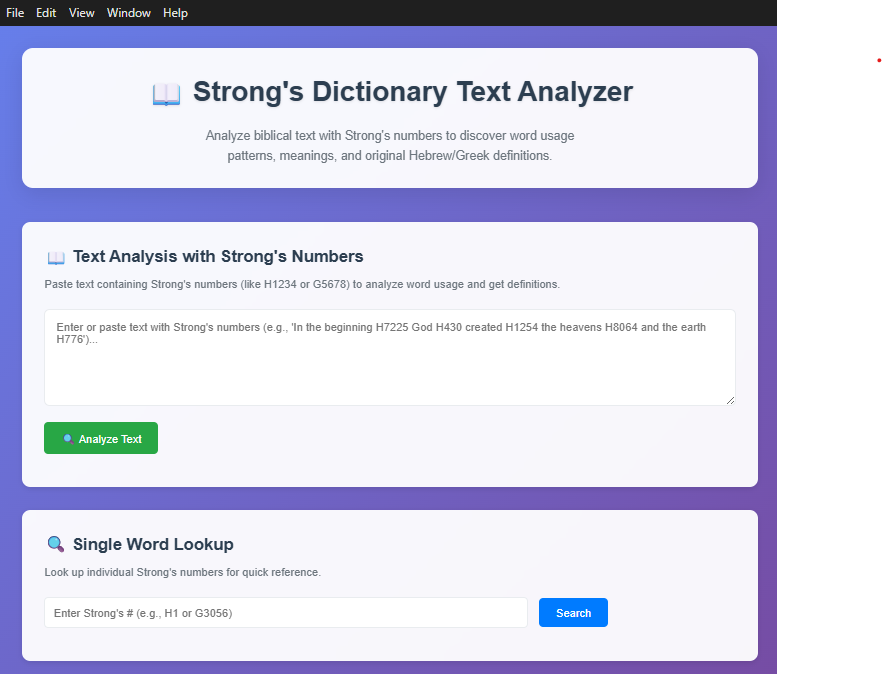 Strong's Lexicount Main Interface